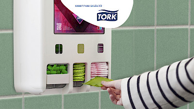 Tork Kuukautissuoja-annostelija rikkoo tabuja